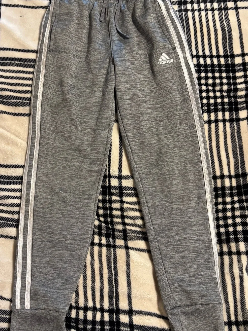 adidas Gray Kids Sweatpants with White Side Stripes